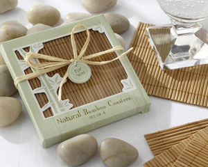 22014-BambooCoasters_M Natural Bamboo Eco-Friendly Coaster Favors