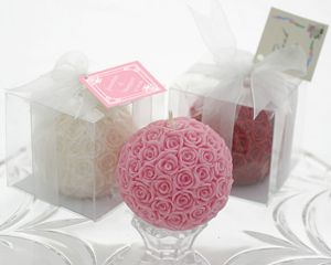 20076 m Rose Ball Candle in Gift Box with Matching Bow and Tag