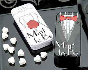1_19002-M 'Mint to Be' Bride and Groom Slide Mint Tins with Heart Mints