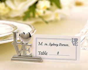 1_11017NA-M "LOVE" Place Card Holder/Photo Holder with Matching Place Cards
