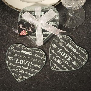 3974_med Heart Design Glass Coaster Favors (set Of 2)