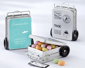 1_14031NA_MilesofMemories_Tins_M "Miles of Memories" Suitcase Favor Tins with Optional Personalized Labels