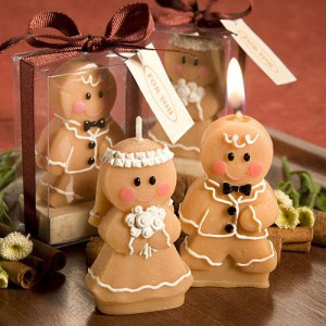 9410_med Adorable Gingerbread Bride & Groom Candle Favors
