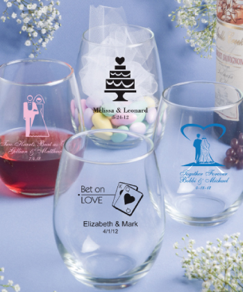 wine glass wedding favors 15 Ounce Stemless Wine Glasses