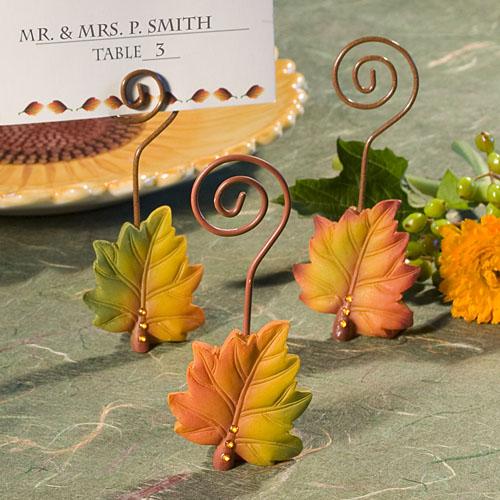 Best Fall Wedding Favors Under $1.00 Leaf Design Place Card Holders