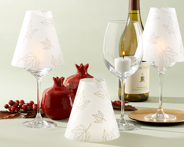 Fall Wedding Favors: Gold Color Palette "Fall Leaves" Vellum Shade (Set of 24)