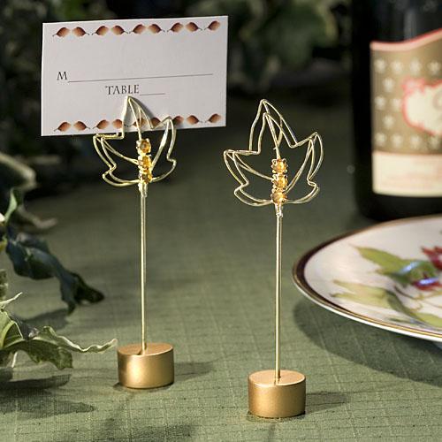 Fall Wedding Favors: Gold Color Palette Fall Themed Place Card Holders