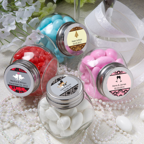 Wedding Favors You Can Stuff with Holiday Treats Personalized Glass Jar