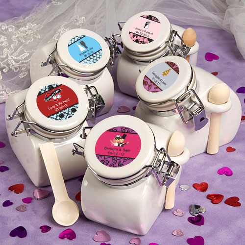 Wedding Favors You Can Stuff with Holiday Treats Personalized Expressions Collection Ceramic Jar Favors
