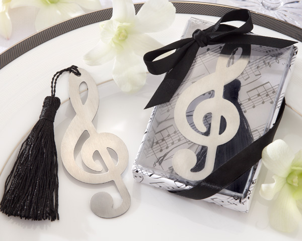 Wedding Favor Ideas for Book Worms "Timeless Duet" Brushed-Metal Openwork Bookmark with Elegant Silk Tassel