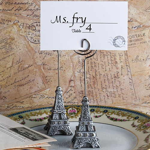 Wedding Favor Ideas with Parisian Flair From Paris With Love Collection Eiffel Tower Place Card Holder Favors