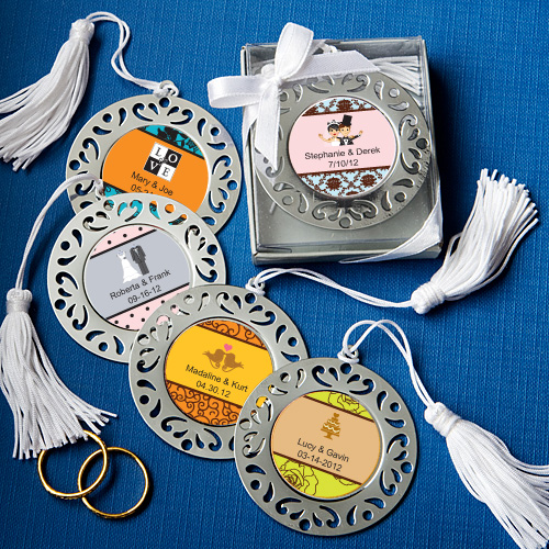 Wedding Favor Ideas for Book Worms Personalized Expression Collection Damask Design Bookmarks