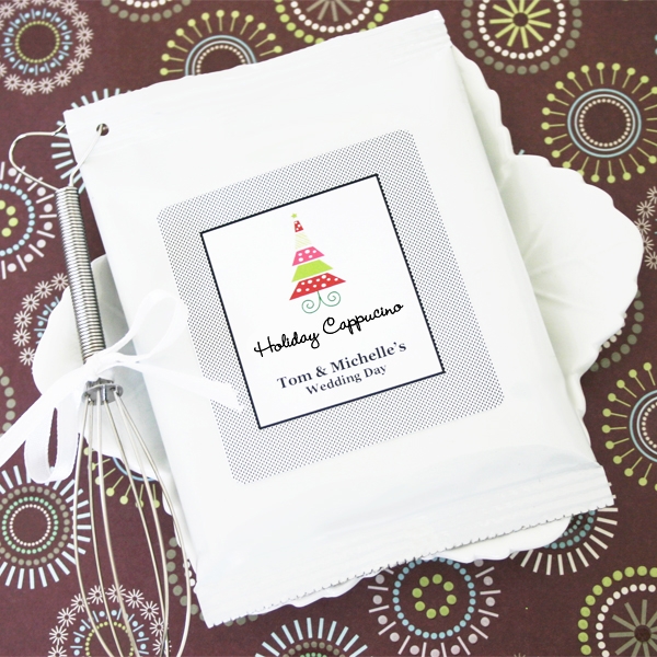 5 Beautiful Winter Wedding Favors Guests Will Love "A Winter Holiday" Personalized Hot Cappuccino + Optional Heart Whisk