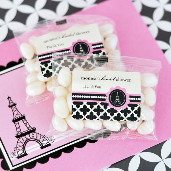 Wedding Favor Ideas with Parisian Flair Personalized Jelly Bean Packs - Parisian Party