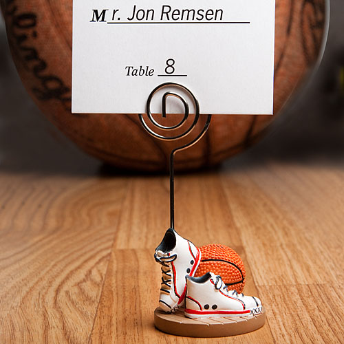 Wedding Favor Ideas with Classic Sports Themes Basketball-Themed Place Card Holders