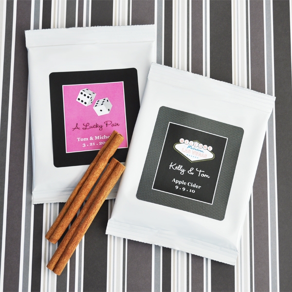 3 Winter Wedding Favors to Keep the Cold at Bay "A Lucky Pair" Personalized Hot Apple Cider