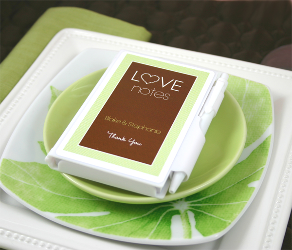 Get Hollywood Style Wedding Favors without Paying Hollywood Prices Personalized "Love Notes" White Notebook Favors