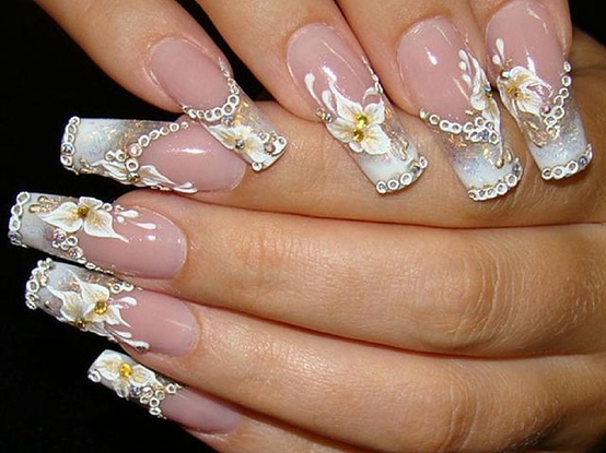 8 Beautiful Manicure Ideas for Your Wedding Day Bling Manicure