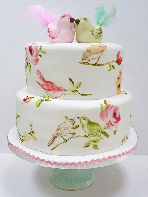 Hand Painted Vintage Fabric Style Wedding Cake