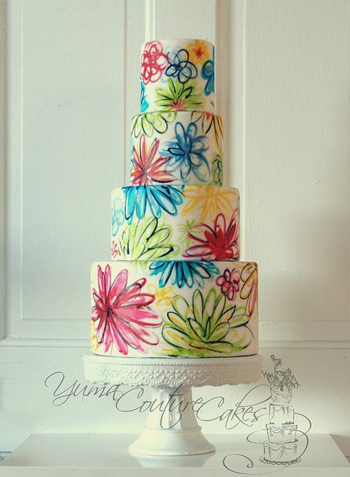 Hand Painted Abstract Wedding Cake
