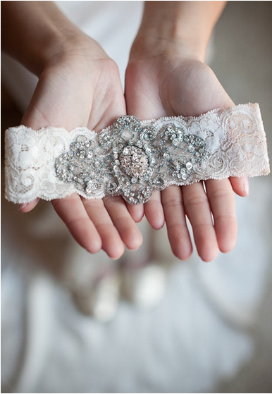 Vintage Beaded Lace Garter