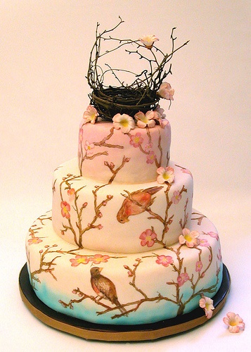 Hand Painted Bird Wedding Cake