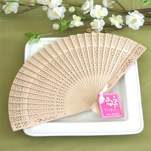 Sandalwood Fan in Glass Top Gift Box wedding favors