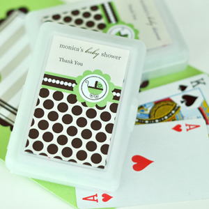 Personalized Playing Cards - Green Baby wedding favors