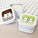 Mod Monogram Personalized Square Candle Tins  wedding favors
