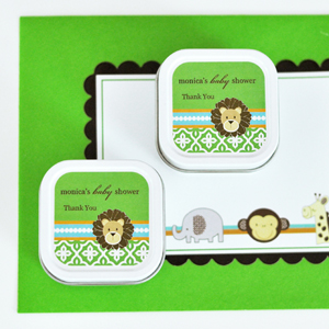 Personalized Square Candle Tins - Jungle Safari wedding favors