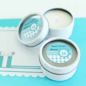 Personalized Round Candle Tins - Something Blue wedding favors