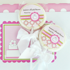 Personalized Lollipop Favors - Pink Cake wedding favors