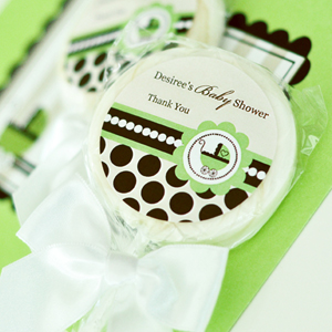 Personalized Lollipop Favors - Green Baby wedding favors