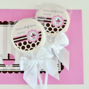 Personalized Lollipop Favors - Pink Baby wedding favors