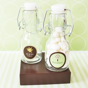 "Fall for Love" Personalized Mini Glass Bottles wedding favors