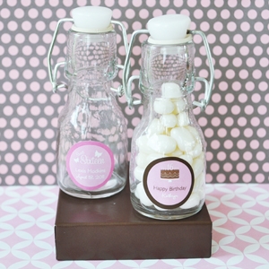 Sweet Sixteen (or 15) Personalized Mini Glass Bottles wedding favors