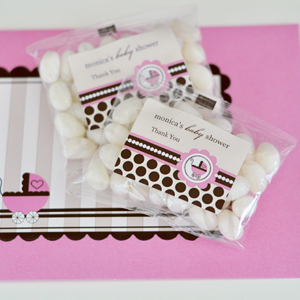 Personalized Jelly Bean Packs - Pink Baby wedding favors