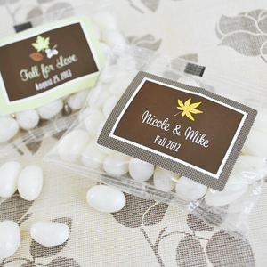 "Fall for Love" Personalized Jelly Bean Packs wedding favors