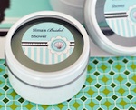 Personalized Round Candle Tins - Beach Party wedding favors