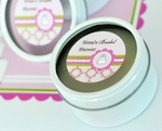 Personalized Round Candle Tins - Pink Cake  wedding favors