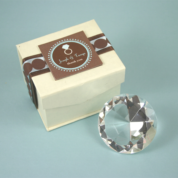 Diamond Shaped Crystal Paperweight - Medium wedding favors