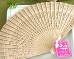 Sandalwood Fan in Glass Top Gift Box wedding favors