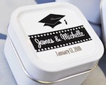 "Hats off to You" Personalized Graduation Square Candle Tins wedding favors