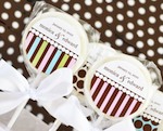 "Something Sweet" Dots and Stripes Personalized Lollipop Favors wedding favors