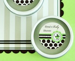Personalized Round Candle Tins - Green Baby  wedding favors
