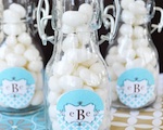 Mod Monogram Personalized Mini Glass Bottles  wedding favors