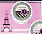 Personalized Round Candle Tins - Parisian Party  wedding favors