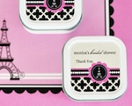 Personalized Square Candle Tins - Parisian Party  wedding favors
