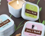 Square Personalized Theme Candle Tins wedding favors