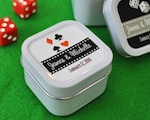 A Lucky Pair Personalized Vegas Square Candle Tins wedding favors